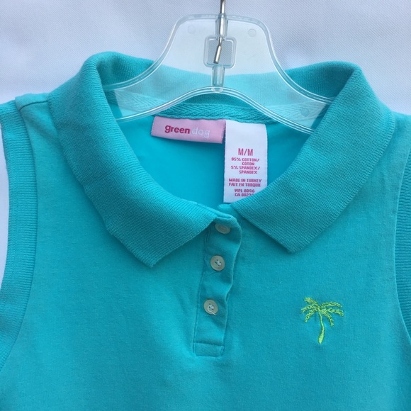 GreenDog Girl Blueish/Green Medium Sleeveless Polo - Picture 2 of 12